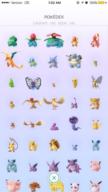 142 chycených Pokémonů, to je opravdu slušné číslo