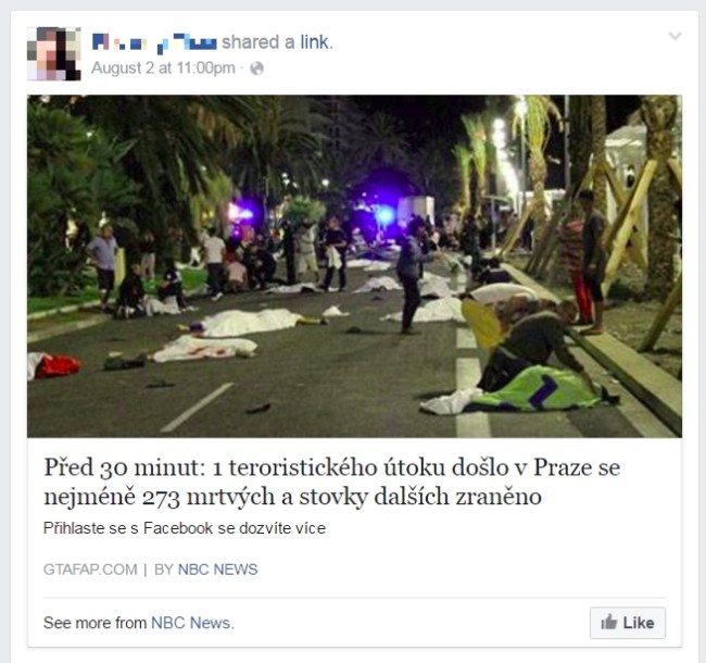 Fiktivní zpráva o teroristickém útoku v Praze