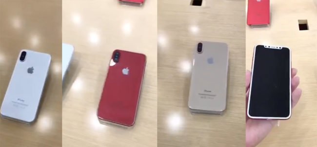 Screenshot z videa: iPhone X v bílé, červené a zlaté barvě. Chybí už jen černá varianta.