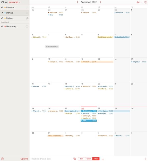 Takhle vypadá webová verze kalendáře Applu, do které se přihlásíte se svým iCloud účtem
