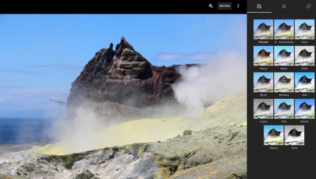 Google nabízí základní editor fotografií s filtry přímo ve webovém prohlížeči