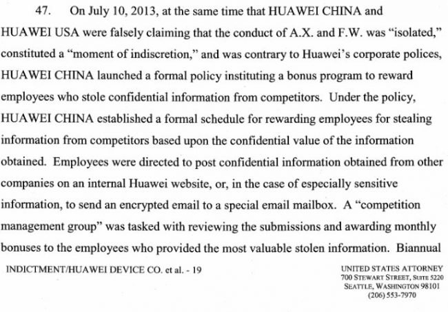 Jedno z mnoha obvinění, které USA vůči společnosti Huawei vznesly