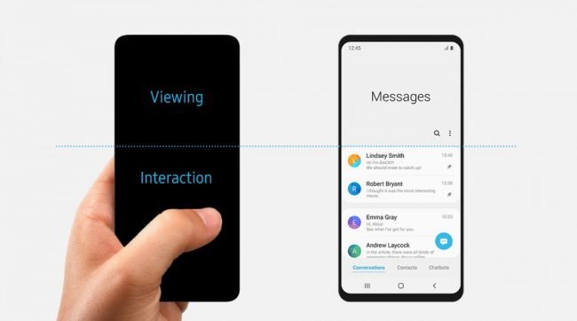 Krátce na to původní design telefonu (Galaxy S10) Samsung nahradil upravenou grafikou :-)