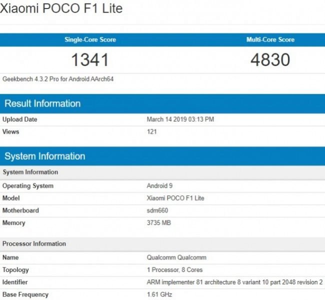 Xiaomi Pocophone F1 Lite v benchmarku