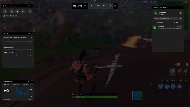 Herní panel ve Fortnite Herní panel ve Fortnite