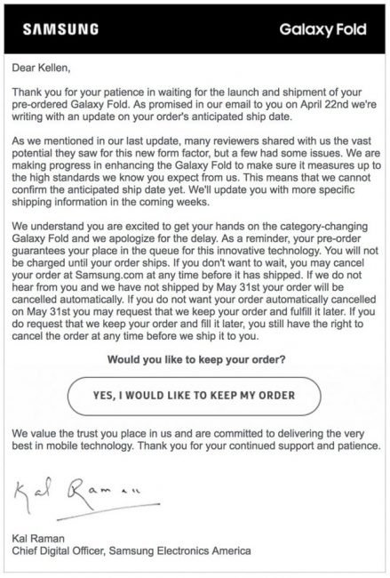 samsung galaxy fold dopis