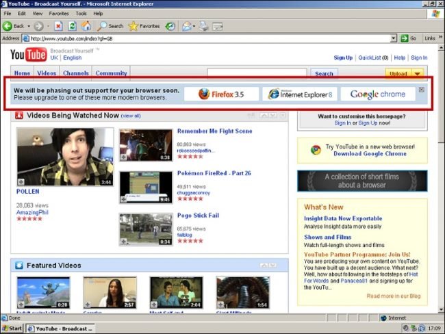 youtube ie6 highlight