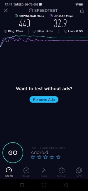 O2 5G mereni Speedtest