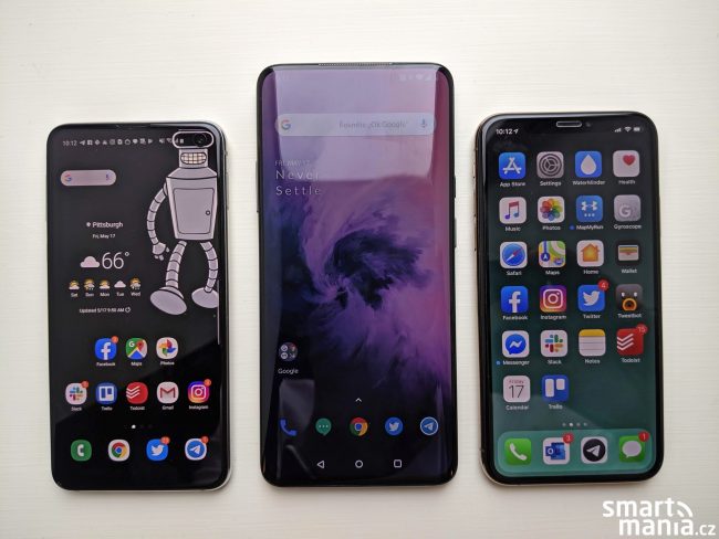 Samsung Galaxy S10e, OnePlus 7 Pro a iPhone Xs