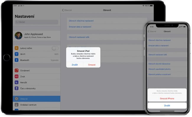 ipad iphone smazani