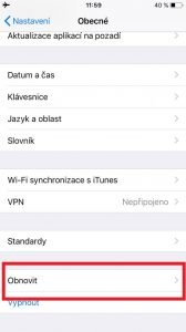 iphone nastaveni Obnoveni