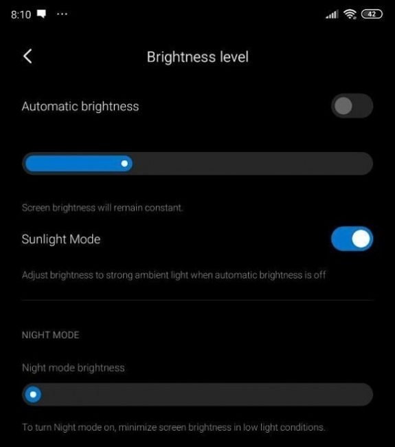 sunlight mode