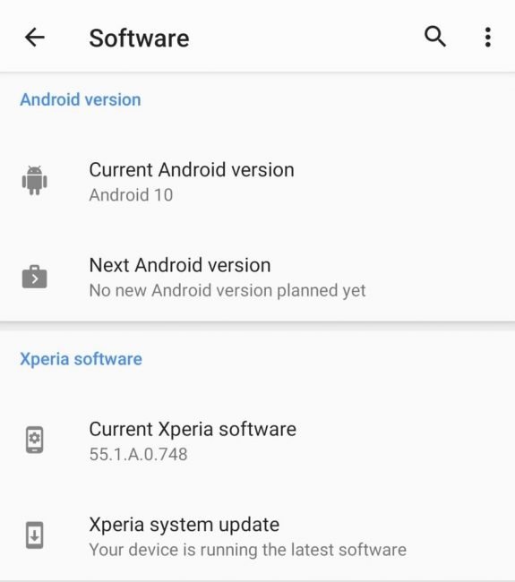 xperia 1 android 10 update