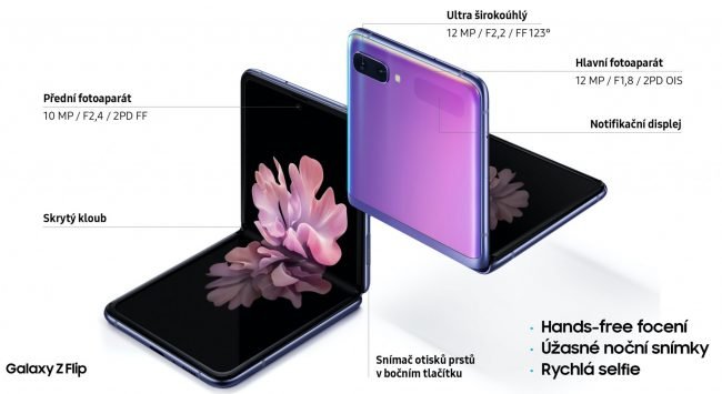 flip Specifikace fotoaparátů u Samsungu Galaxy Z Flip