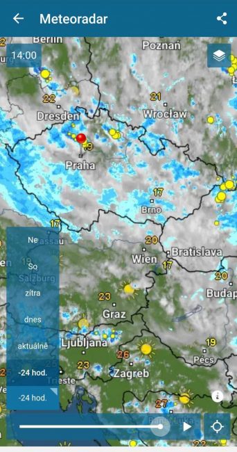Aplikace PocasiRadar 24hodin archiv
