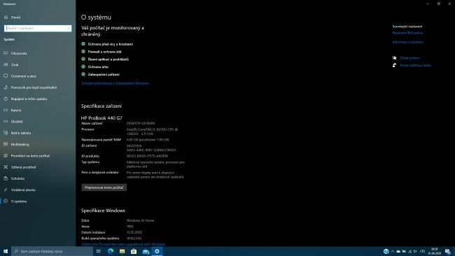 HP probook 440 g7 system