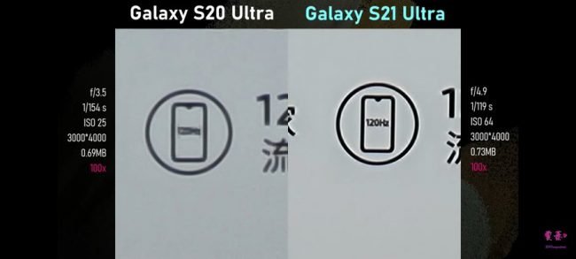 S20 Ultra s21 ultra 100x zoom compare