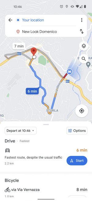Google Maps new route UI
