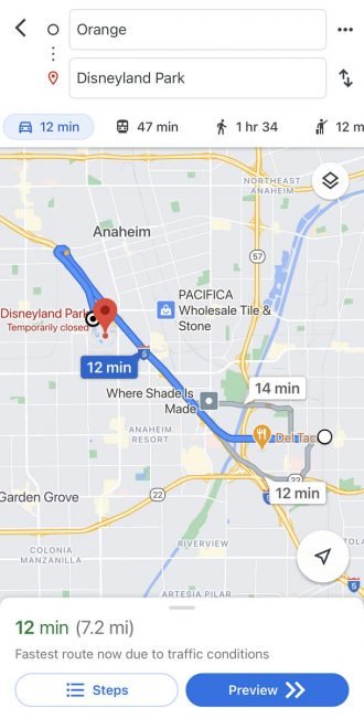 Google Maps old route UI