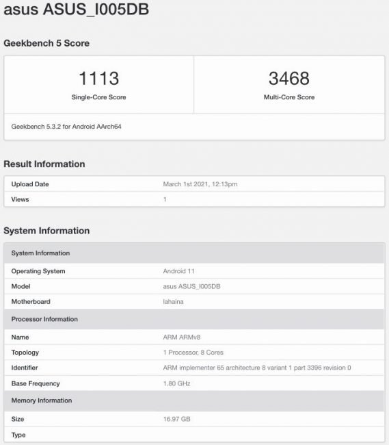 asus rog phone 5 geekbench
