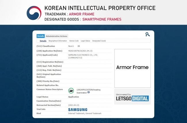 Samsung Armor Frame Patent