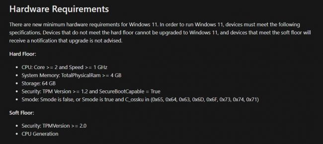 windows 11 hardware requirements