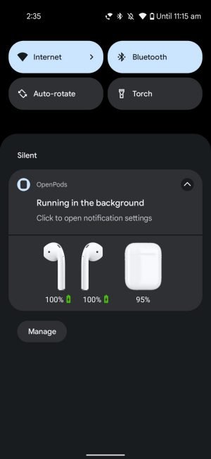 Open Pods AirPods battery notifi