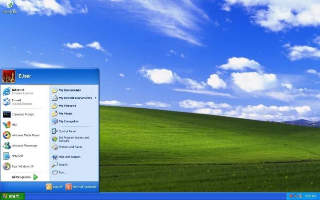 Ikonická plocha legendárního operačního systému Windows XP