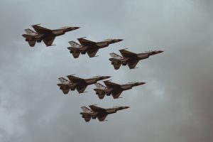 six fighter jets airplane war