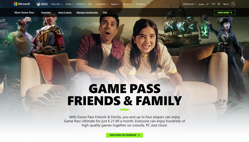 microsoft gamepass family subscription
