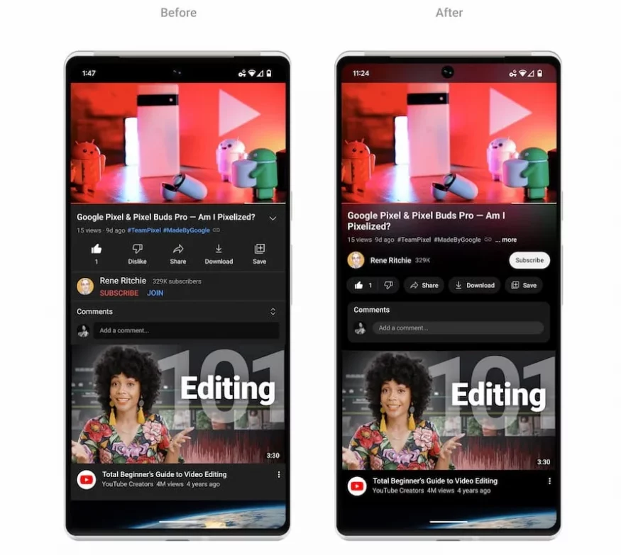 youtube new design