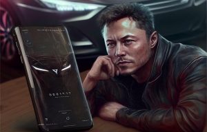 Elon Musk Tesla smartphone midjourney