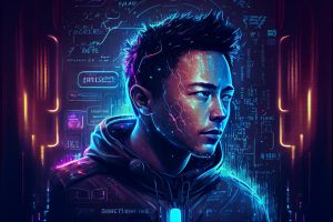 young mlady Elon Musk hacker midjourney