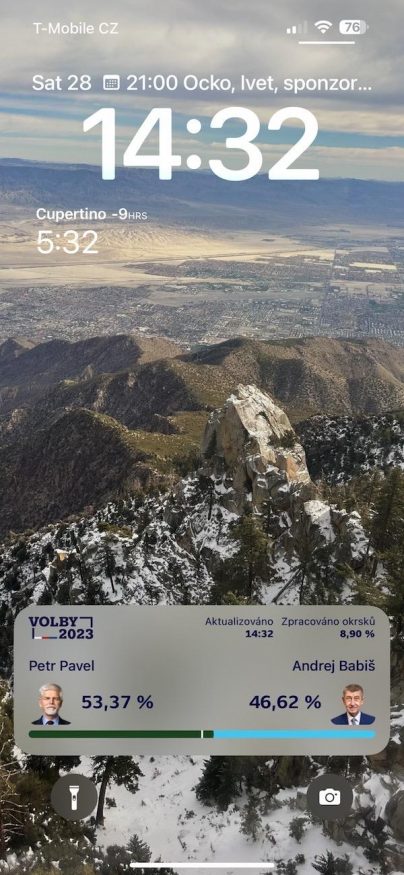 iOS widget prezident volby