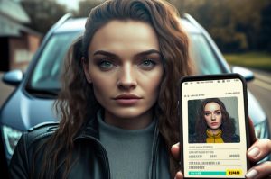 ridicak obcanka ID driving license v telefonu in app midjourney