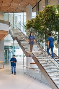 Apple BKC Mumbai India media preview stainless steel staircase