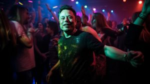 Elon Musk dancing tancovani Midjourney