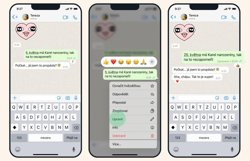 whatsapp editace