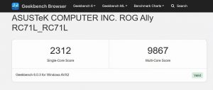 Asus ROG Ally benchmark
