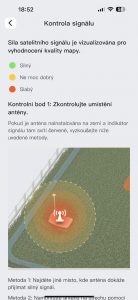 Kontrola umístění antény
