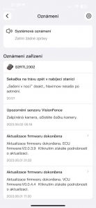 Historie oznámení sekačky