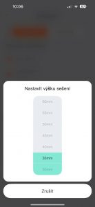 Výběr výšky sečení