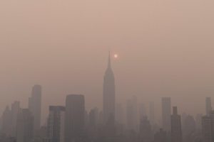 New York, foggy, kouř, město, city