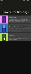 Průvodce multitaskingu v nastavení smartphonu Sony Xperia 1 Vysunovací lišta systému Android v telefonu Sony Xperia 1 V
