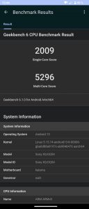 Výsledek měření výkonu v Geekbench 6 u telefonu Sony Xperia 1 V