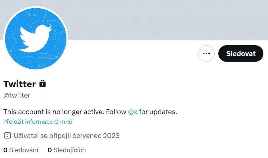 Oznámení o ukončení oficiálního kanálu Twitter