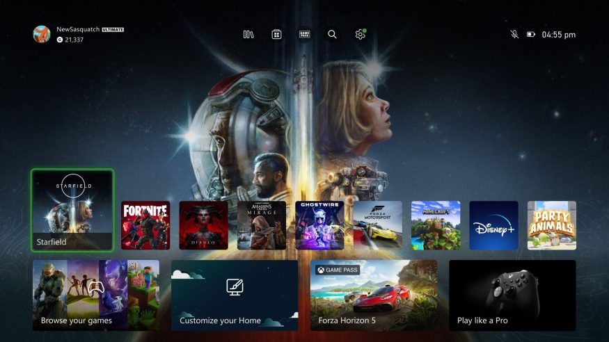 Nový vzhled uživatelského prostředí na herní konzoli Xbox