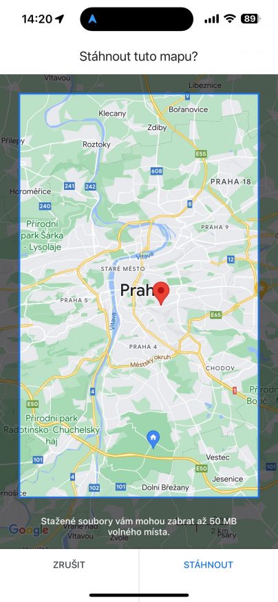 Mapy Google pro offline použití