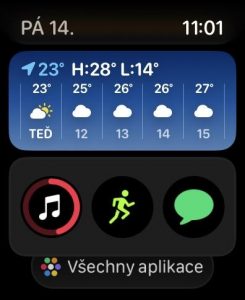 Menu aplikací ve watchOS 10