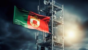 Portugalská vlajka na telekomunikační věži